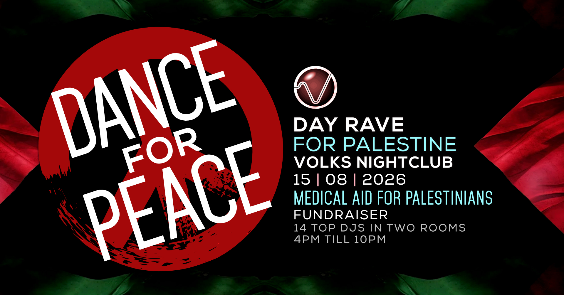 Dance For Peace - FB Event Image - Volks - August 2026 Dance For Peace at Volks Nightclub - 15 August 2026